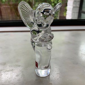 Vintage Baccarat clear crystal Angel with Flowers